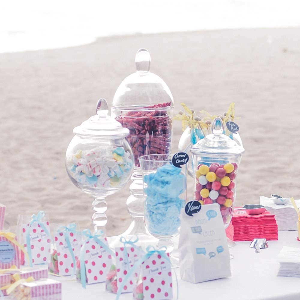 WEDDINGSTAR Small Glass Apothecary Candy Jar - Cylinder with Lid