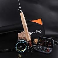 Vista 8 de Kit de caña y carrete Sougayilang para pesca con mosca en agua dulce y en agua salada