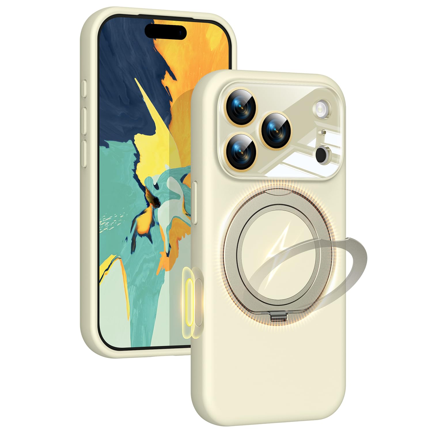 Silicone Case for iPhone 17 Pro with 360° Magnetic Stand Fit for MagSafe