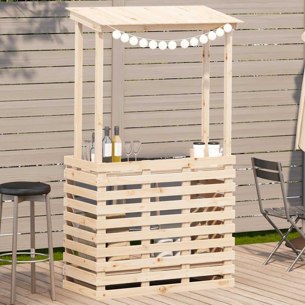 vidaXL Table de Bar d'extérieur et Toit 112,5x57x195,5 cm Bois Massif