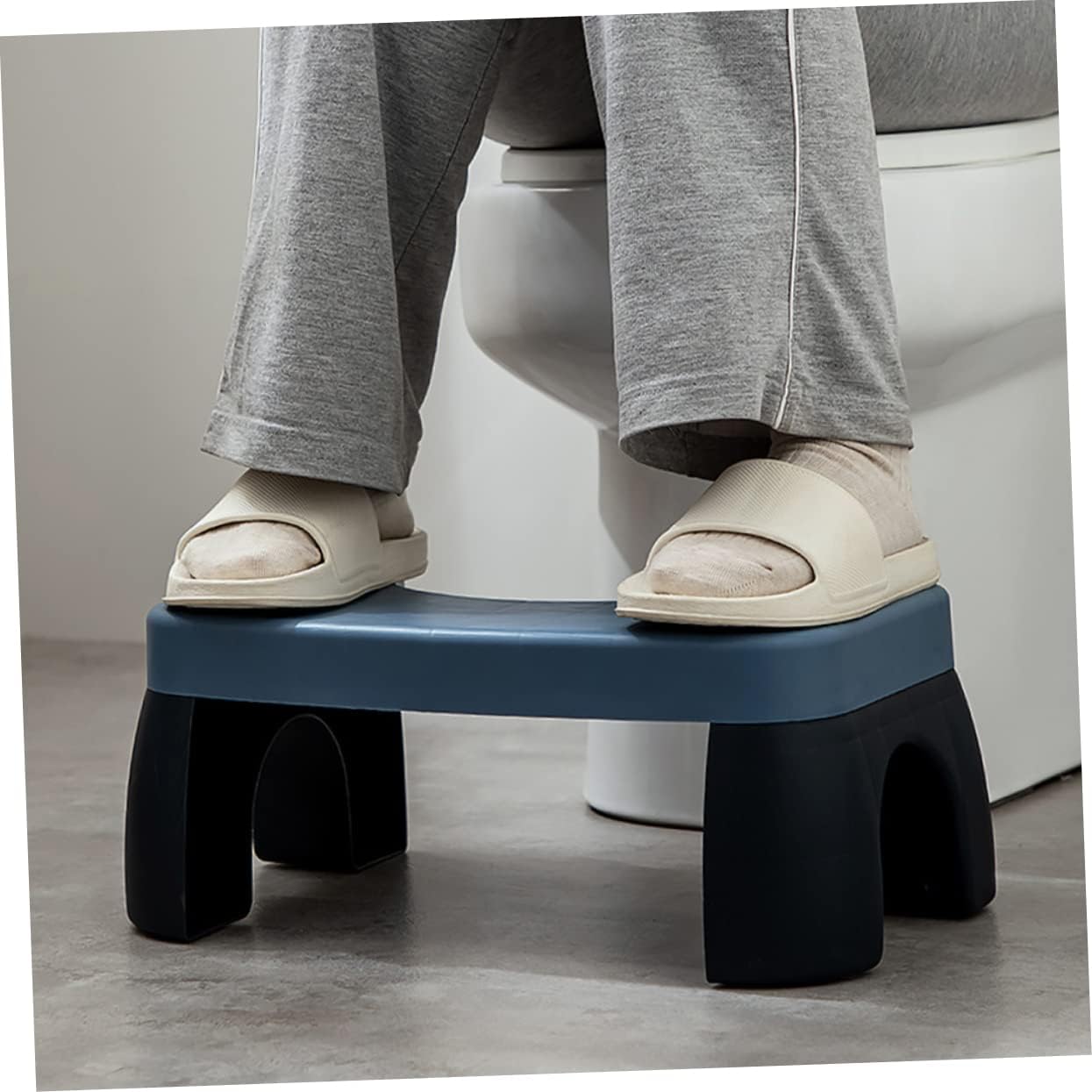 DOITOOL Folding Toilet Stool Foldable Poop Stool Bathroom Potty Step Sitting Posture Foot Squatting Blue