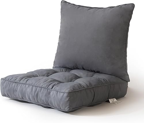 HIGOGOGO Cojines de exterior para muebles de patio, 22 x 22 pulgadas, con funda impermeable resistente para patio, jardín, color gris