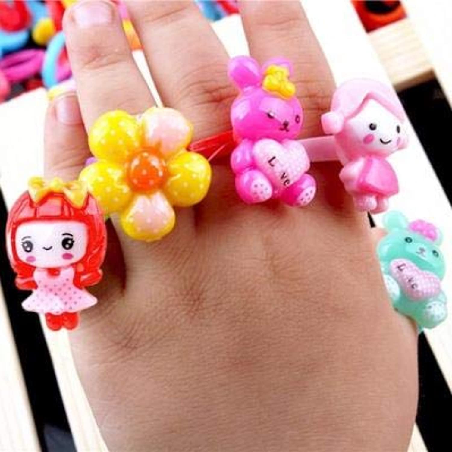 AK Store Cute Adjustable Kids Girls Cartoon Pretend Play Toy Fancy 12 Finger Ring for Kids, Girls Birthday Gifts, Suitable for Age 2-10 yrs (Multi Color) 3