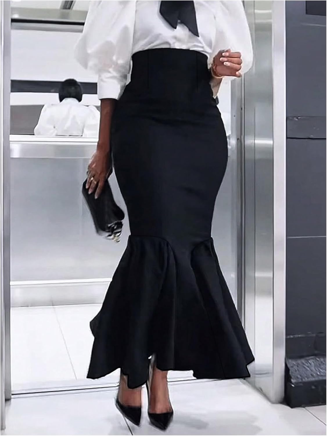 GORGLITTER Women's Ruffle Bodycon Maxi Skirts Fishtail High Waisted Pencil Long Going Out Skirts - Image 5