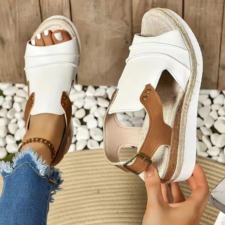 Summer Sandals for Women 2025 Platform Sandals Women Comfortable With Ankle Strap Casual Elastic Jeweled Bohemian Flats4