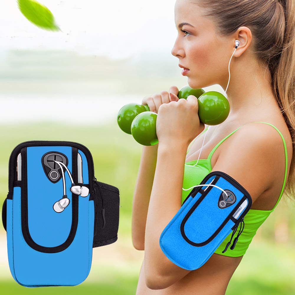Cocobla Arm Bag with Earphone Hole Key Holder Pouch Case, Sports Arm Pack Cotton Armband for Running, Yoga, Sports