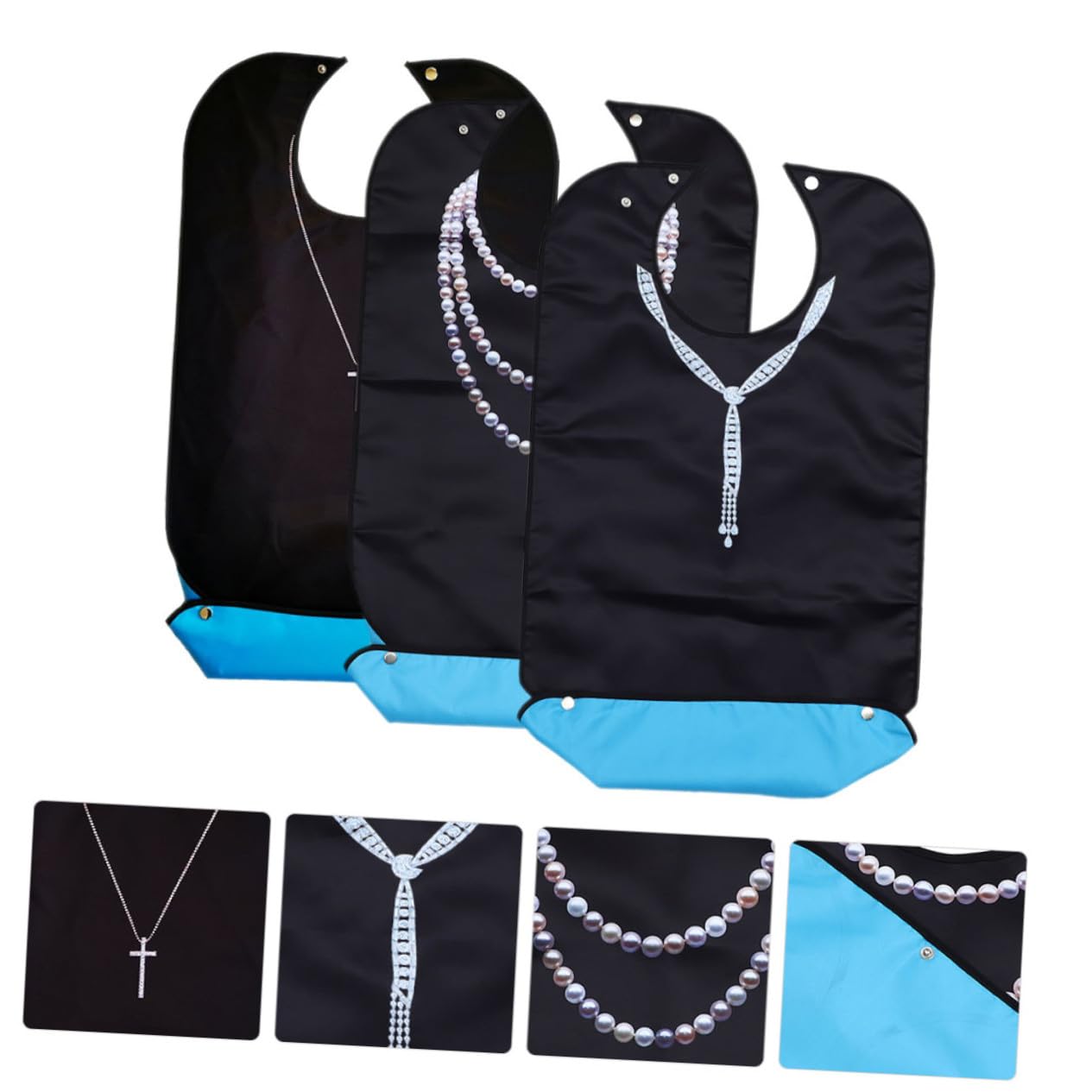 3 Stück-pack Wiederverwendbare und Waschbare Lätzchen für Senioren mit Strapazierfähiger Polyester Essschutz für Erwachsene im Haushalt
