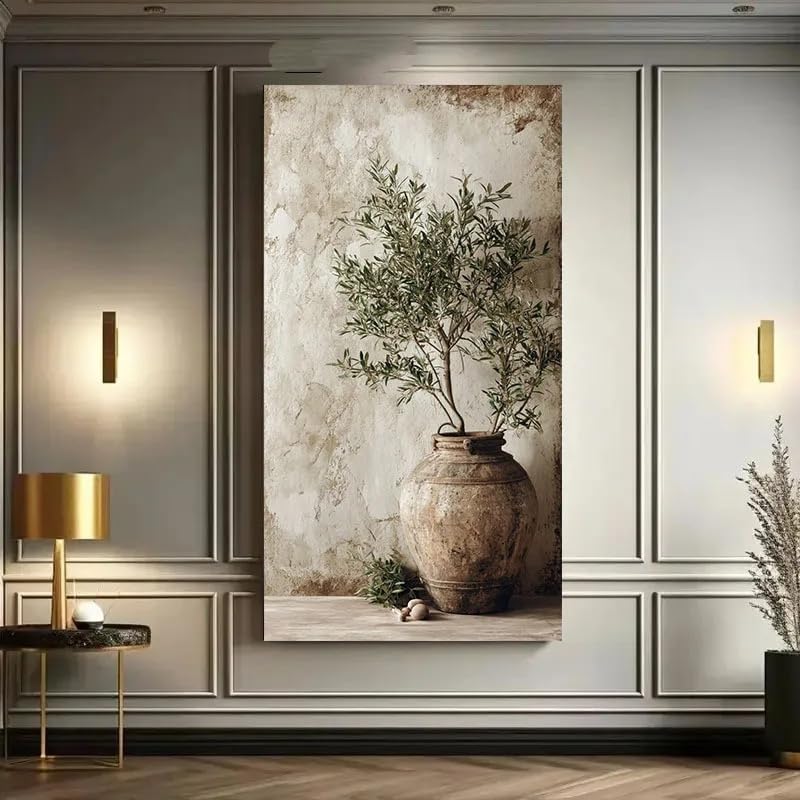 Peinture d'oliviers sur toile haut de gamme format 70 x 140 cm pour salon élégant
