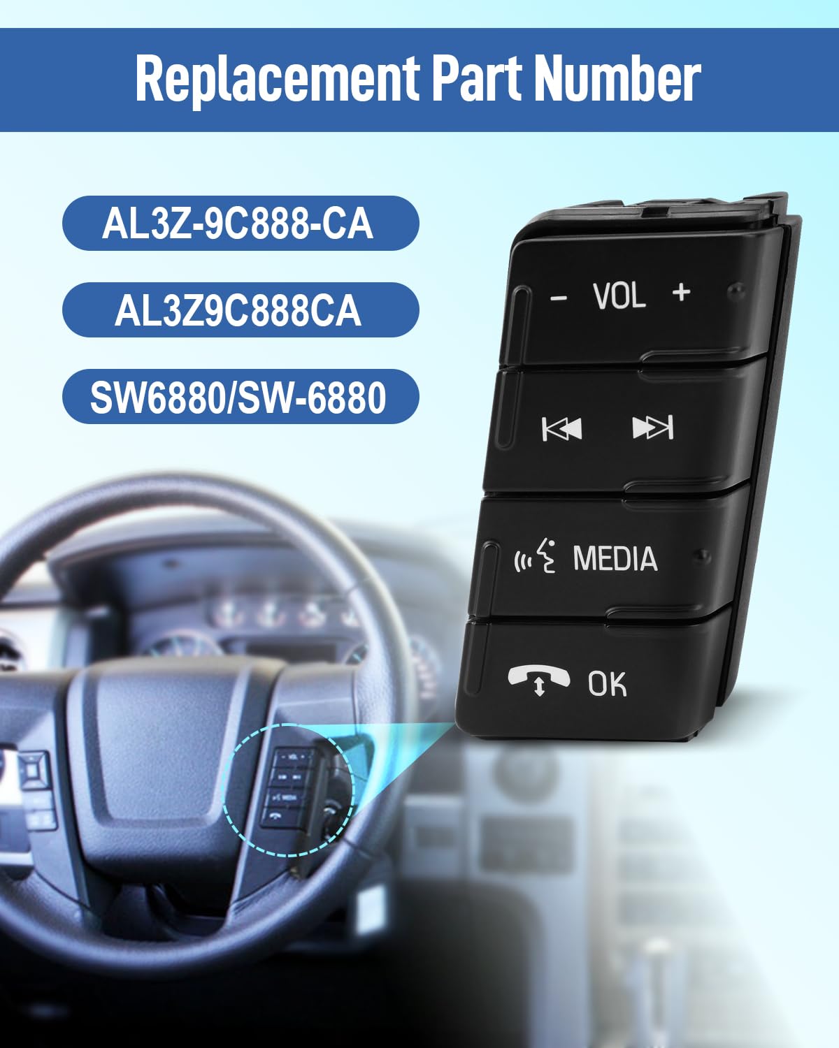 Quaneguzy Car Steering Wheel Audio Control Switch Right Side