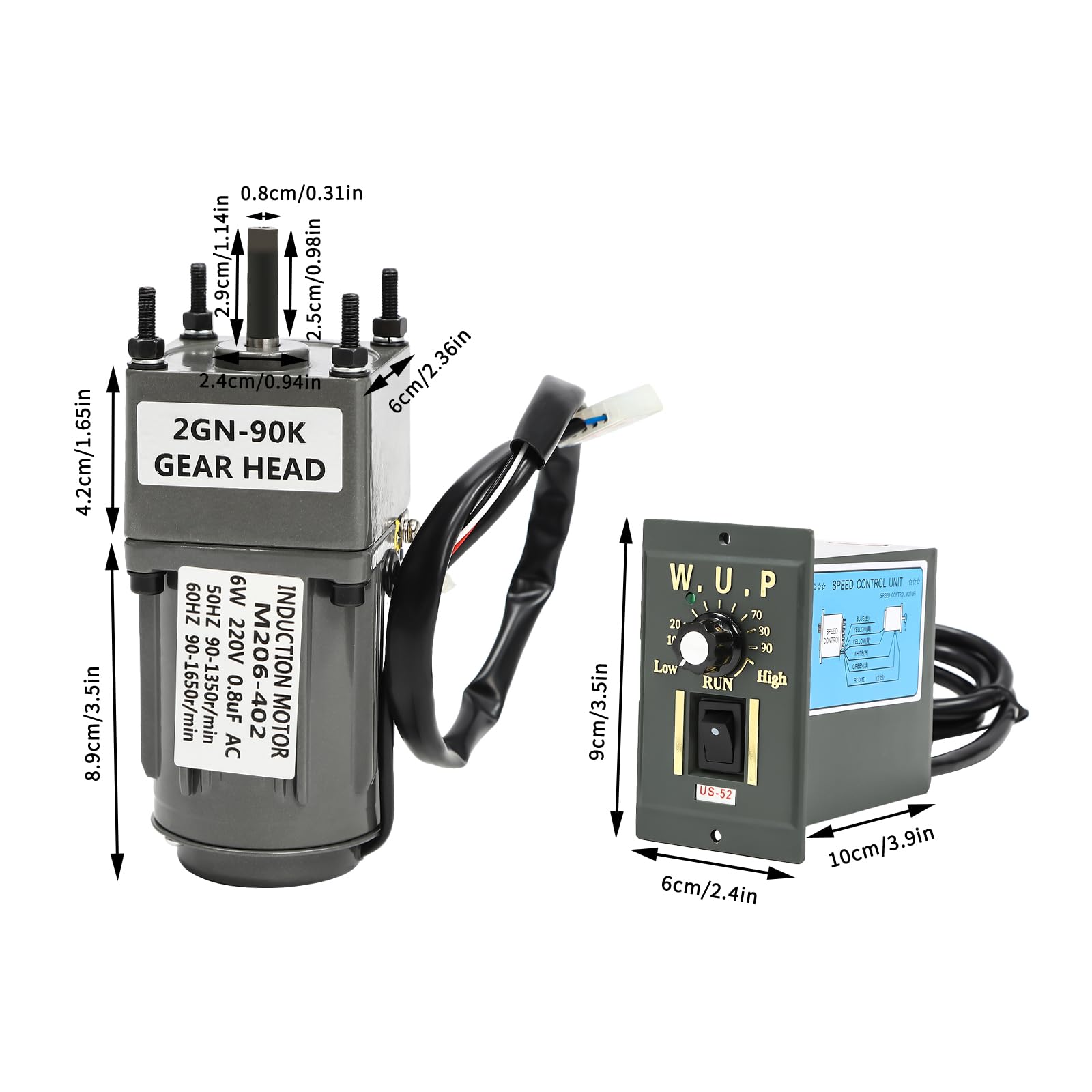 Motor reductor ajustable de 6 W, 220 V, 50/60 Hz, con regulador de velocidad, motor reductor para casas, manualidades, proyectos escolares
