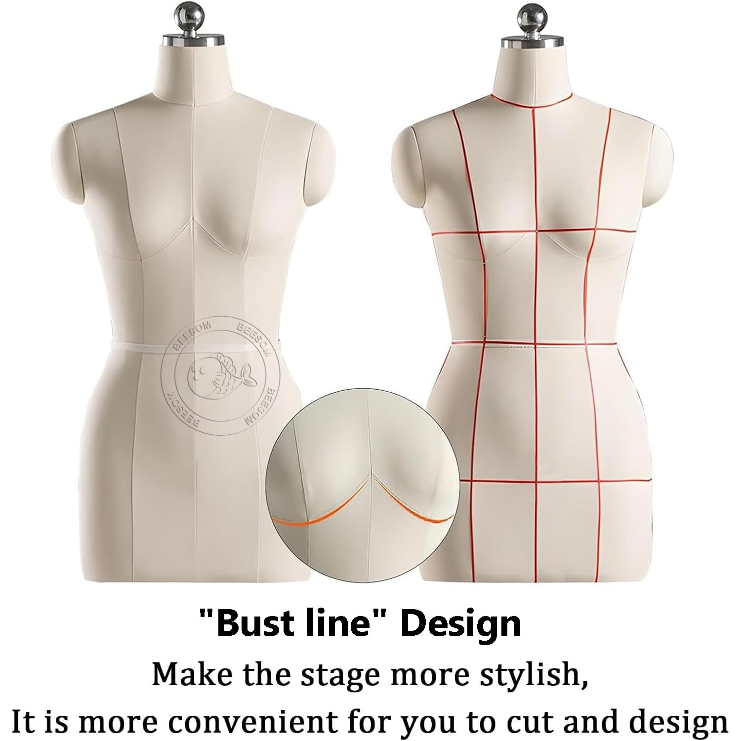 Maniqui Costura Mujer Modista Maniquí Costura con Ruedas,Mujer Forma Vestido,Modelo Maniquí Costurera Totalmente Fijable,Modelo Fabricación Patrones Pantalones 1/3D White 92yards