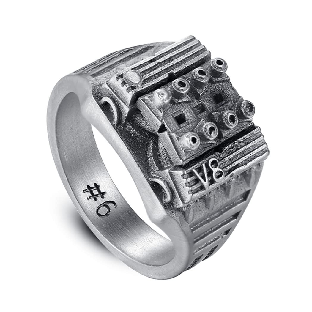 Amazon.co.jp: 機関車 V8 エンジン モーター 指輪 リング, 男性用 純