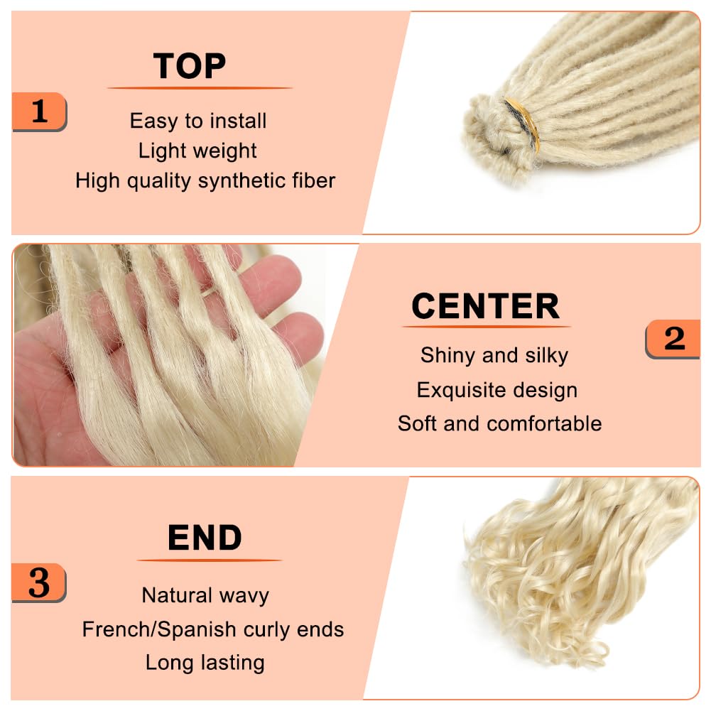 Extensiones de rastas sintéticas de onda suelta de 24 pulgadas, 20 hebras, finas y suaves, rizadas españolas SE (20 hebras, 613#)