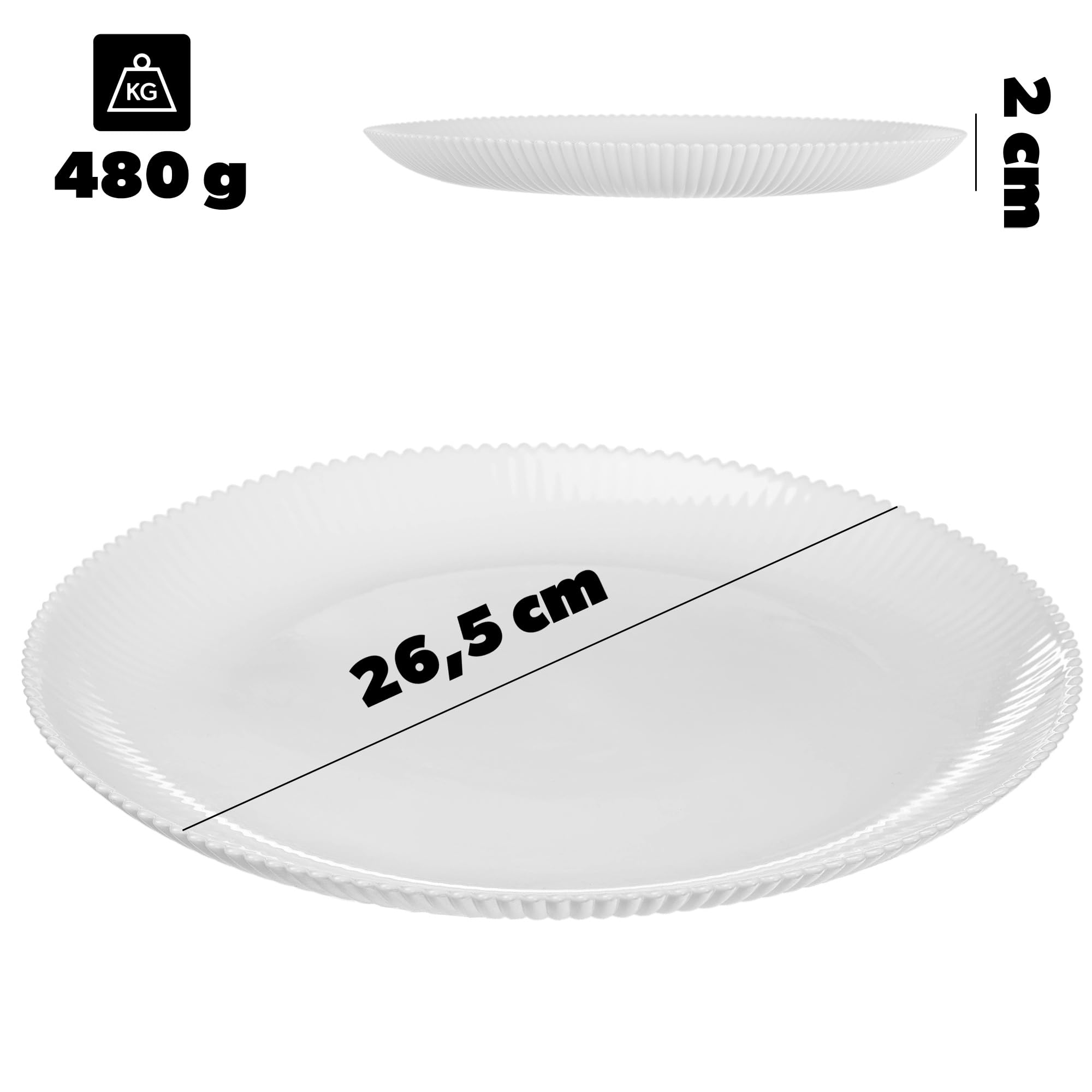 KADAX Geschirrset für 6 Personen, 18-teilig, weiße Tafelservice aus Opalglas mit Suppenschalen, Speisetellern & Desserttellern, Spülmaschinenfest (Weiß XL)
