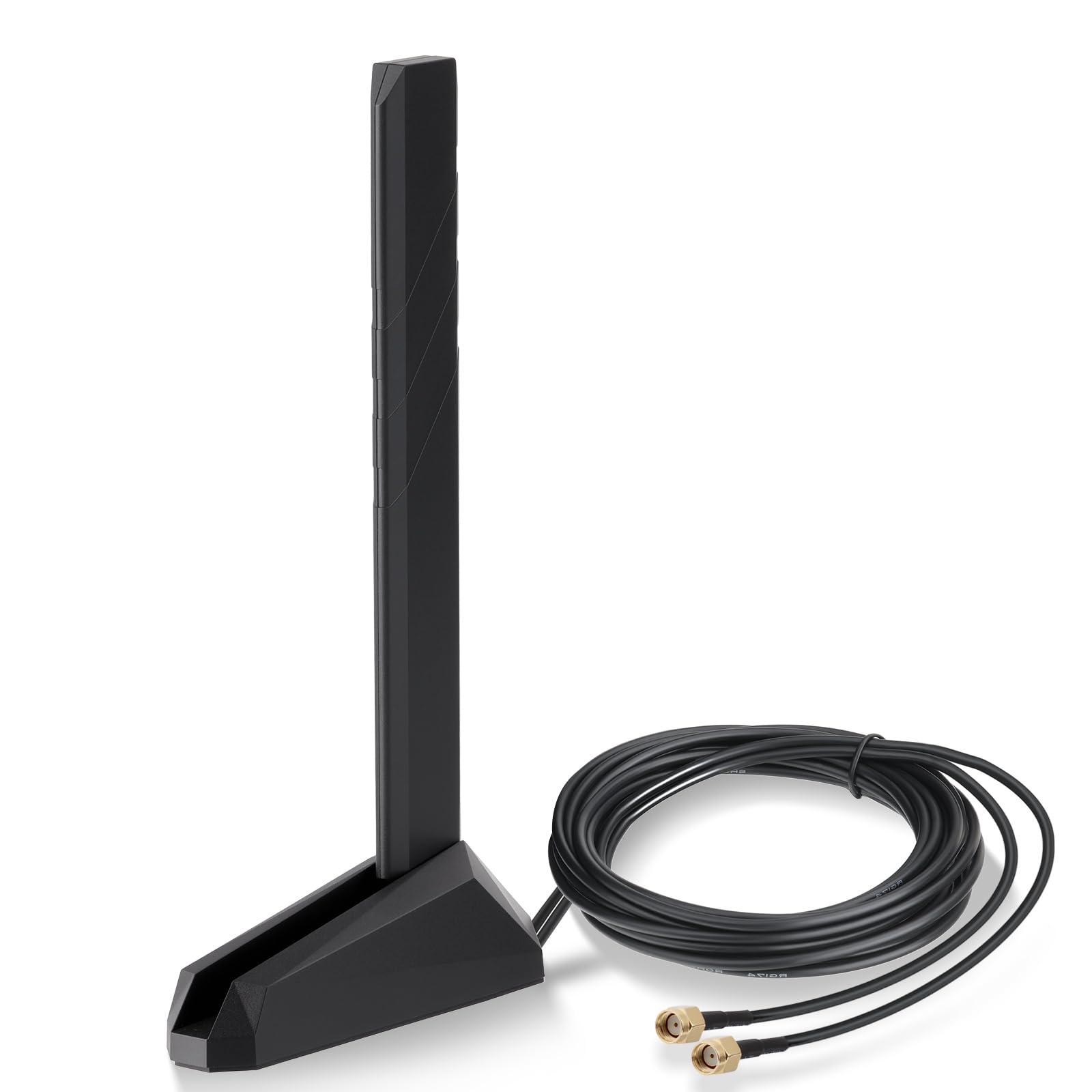 Eightwood Antenne WiFi 7 2,4 GHz 5 GHz 6 GHz WLAN 6E Antenne Tri-Bande WiFi Base magnétique avec câble d'extension de 2 m pour Bluetooth PC Carte mère WLAN Cartes PCI Carte WiFi Routeur