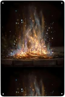 Acbnsll Burning flame Printed Tin decorative painting 8x12in Made of tinplate, wear-resistant and durable