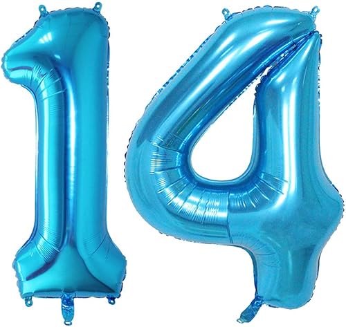 2 globos gigantes de 40 pulgadas con el número 14, globos gigantes de Mylar para decoración de fiestas de cumpleaños, aniversario de boda, 3XL,