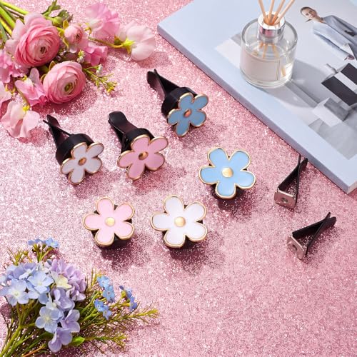 Image of Frienda 6 Pcs Daisy Flower Air Vent Clip Accessories Air Conditioning Outlet Clip Car Freshener Dashboard Accessories Charm Car Inter Decor(Blue, Pink,White)