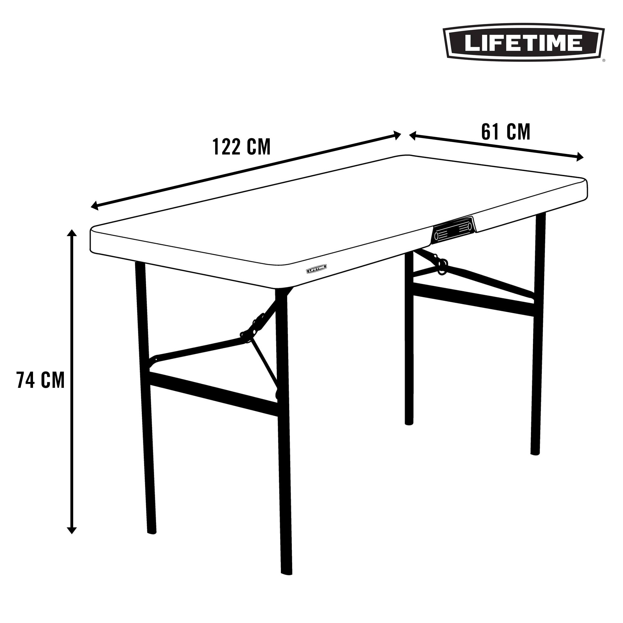 LIFETIME 92108 - kremowy prostokątny składany stół nogi 122x61x74 cm