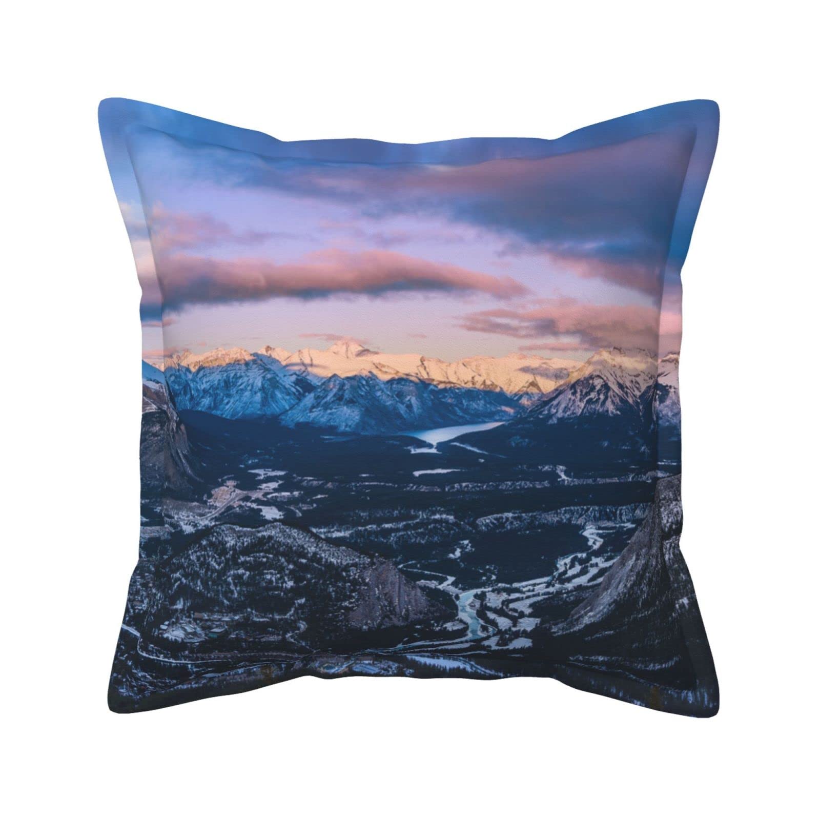 Housse de coussin carré similicuir coucher de soleil salon 45x45 cm