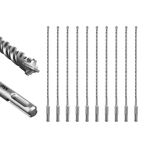 Miniatura 24 de SALI SDS Plus - Broca de martillo rotativo, 10 unidades, kit de brocas para hormigón de 7/16 x 12 pulgadas, material de carburo de doble rosca de