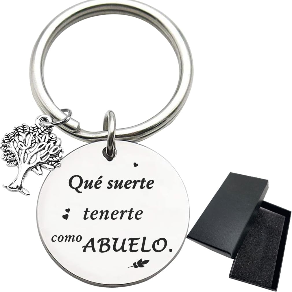 Grandpa Gift, Best Grandpa in the world Keychain, "Qué suerte tenerte como Abuelo" Birthday Gift for Grandpa, Regalo del abuelo, el mejor abuelo del mundo, Regalo de cumpleaños del abuelo - Image 2