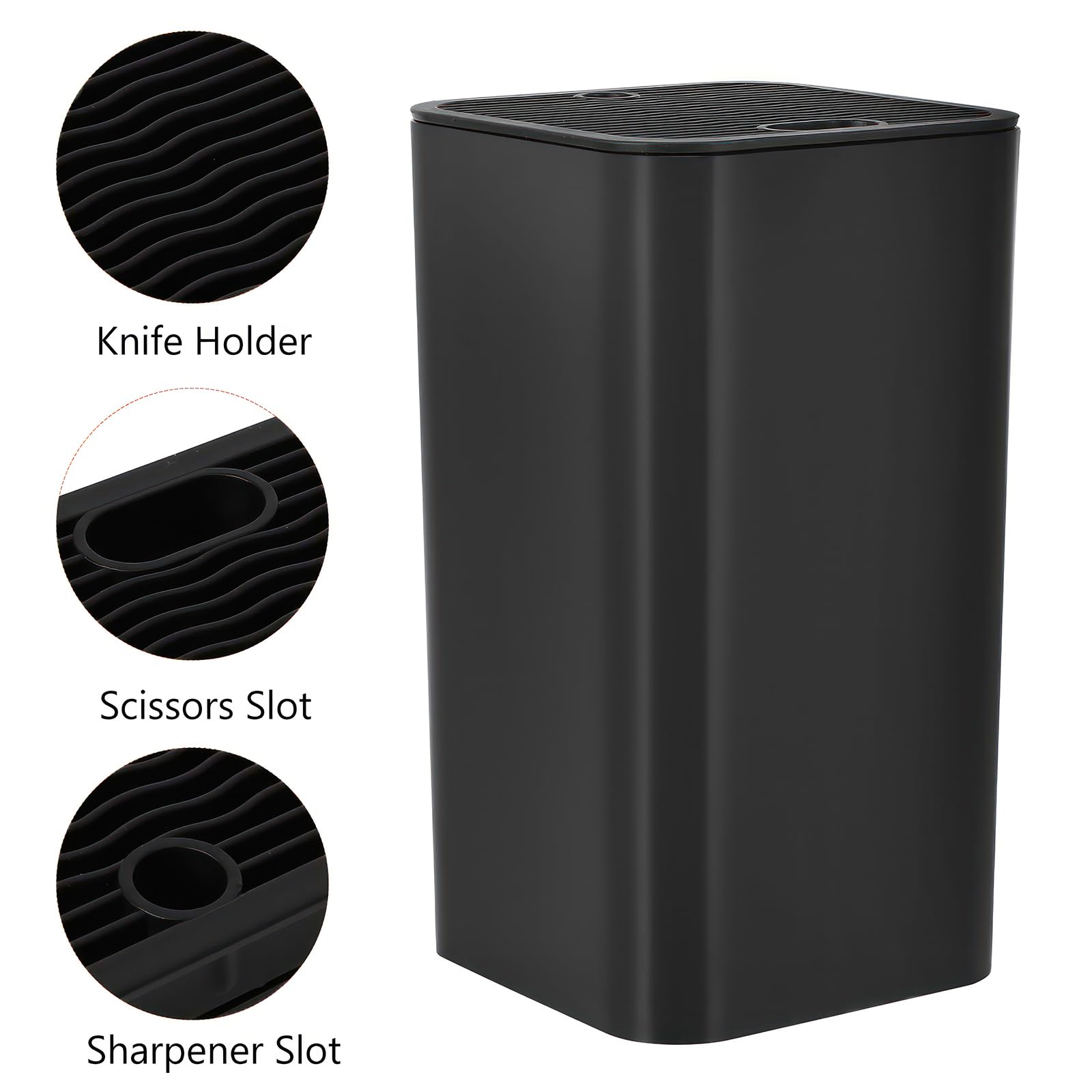 Weskjer Bloque de Cuchillos Negro, Soporte Universal Extraíble para Cuchillos, Plástico ABS, Rectangular, Cuenta Artesanal, Negro