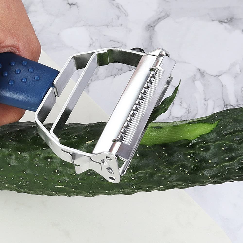 UUBRAU Multifunctionele dubbelzijdige schaaf, roestvrij staal, fruitschaaf, groenteschaaf, raspschiller, dubbelkopschiller, schaaf, turbo-dunschiller, dunschiller, fruitschaaf, groenteschaaf