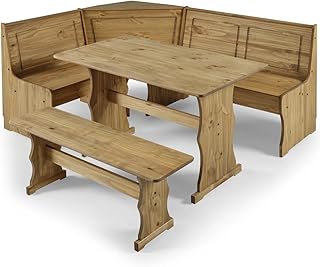 OS Home and Office Furniture Solid Pine Corner Dining Booth in Brown