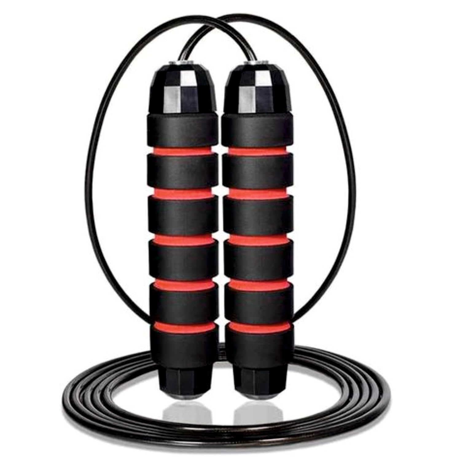 FitBox Sports Skipping Rope Foam Padded With Coated Steel Rope, Jump Rope For Exercise & Workout (Black/Red)-image-33