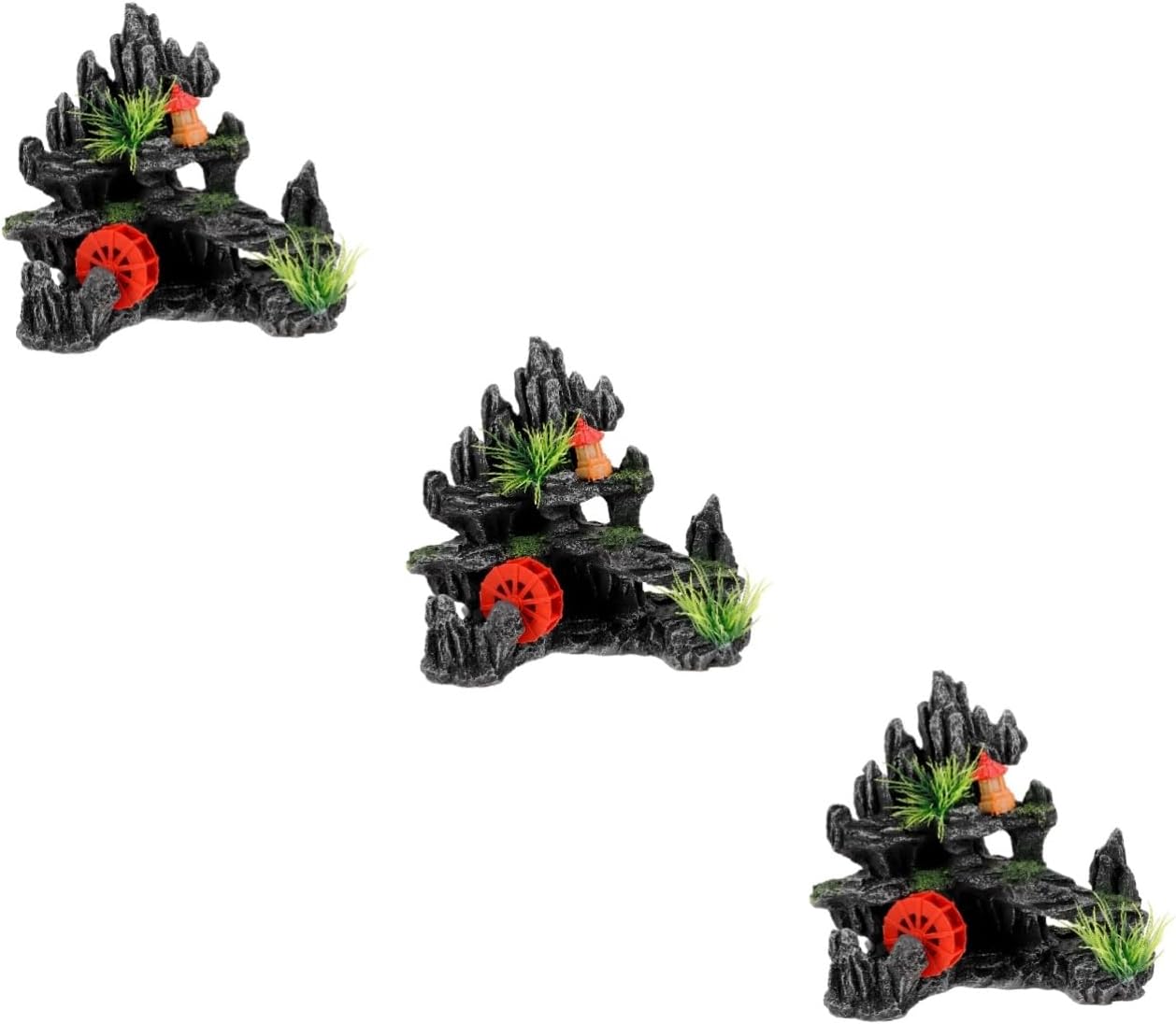 BESPORTBLE 3pcs Resin Aquarium Mountain Decorative Rockery Fish Tank Landscaping Decor Realistic Hiding Cave for Fish Shrimp -catching Rockery for Unique Home Atmosphere