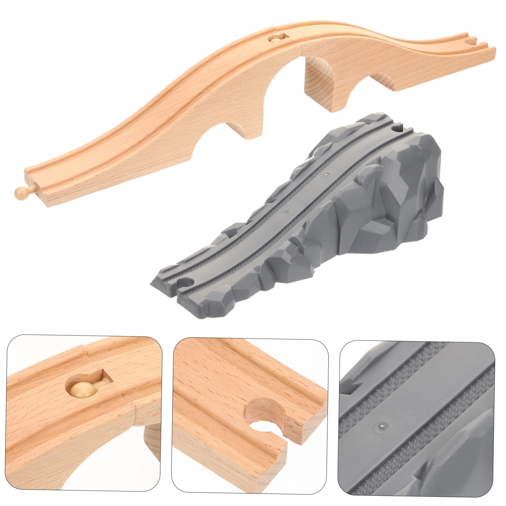 Toddmomy Boys and Girls' Imaginative Railway 2 Wooden Train Toy Train Accessories Railway Scenery Kit for Fun