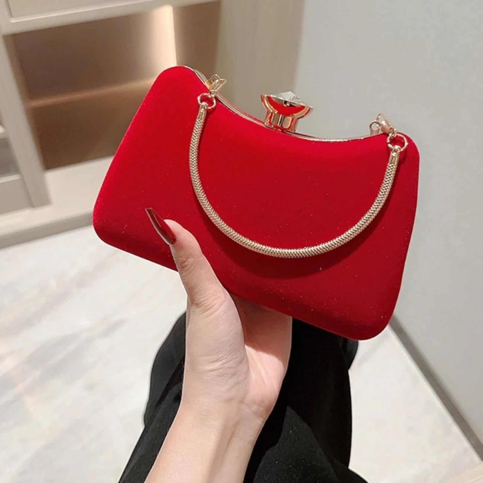 Pochette Donna Borsa da Sera in Velluto Vintage da Donna Elegante per Feste Balli di Fine Anno da Sposa Pochette Borsa A Tracolla da Donna