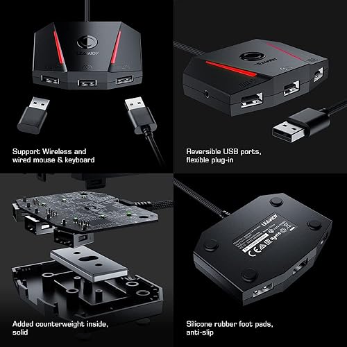 Miniatura 7 de leadjoy VX2 AimBox - Adaptador de teclado y mouse para consola de juegos convertidor de conexión con cable con conector de estudio de 0138in
