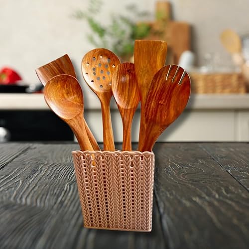 Miniatura 4 de Mountain Export - Cucharas de madera hechas a mano  Cucharas de cocina de madera y cuchara para servir  Juego de cucharas antiadherentes para