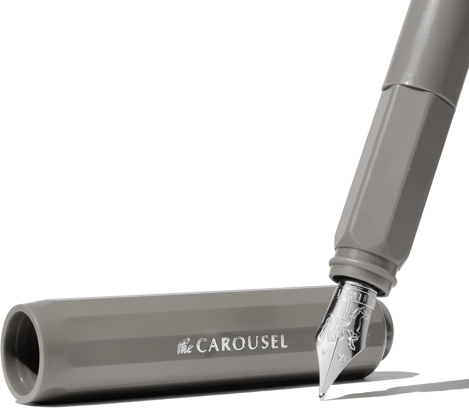 Ferris Wheel Press, Carousel Fountain Pen, Acrylic blend body, Air-sealed click locking cap, Granite Guardians,Grey, Medium Nib