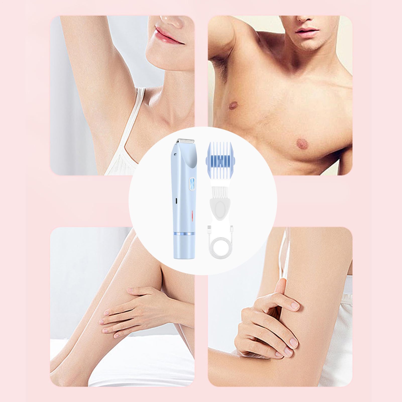 Recortadora de Bikini para Mujeres | Herramienta de Belleza con Cabezales Dobles,Recortadora De Mujeres 400mAh,para el Aseo del Público, Piel Corporal, Zona Íntima y