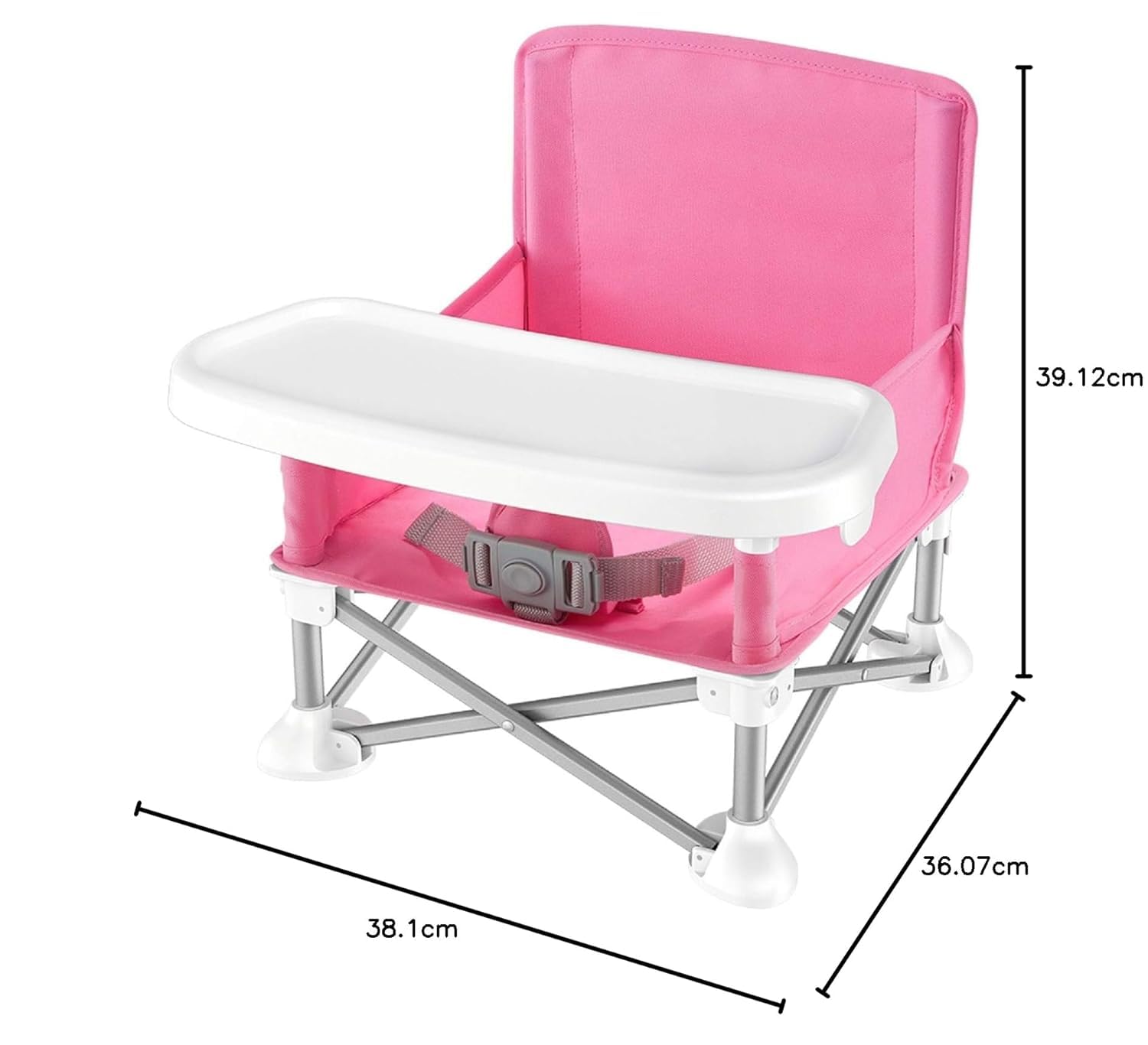 Anadi Baby Travel Booster Seat - Toddler Foldable Camping Chair, Compact Portable Baby Seat with Removable Dining Tray for Boys Girls (Pink) - Image 2 thumbnail