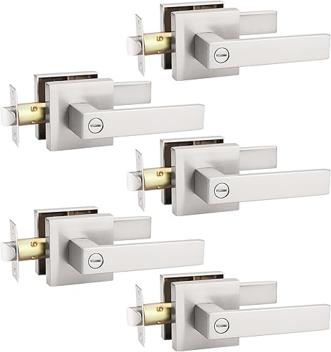 Miniatura 8 de KNOBWELL Paquete de 2 picaportes resistentes para puerta de privacidad con perilla de cerradura manual del lado interno, para puertas de dormitorio