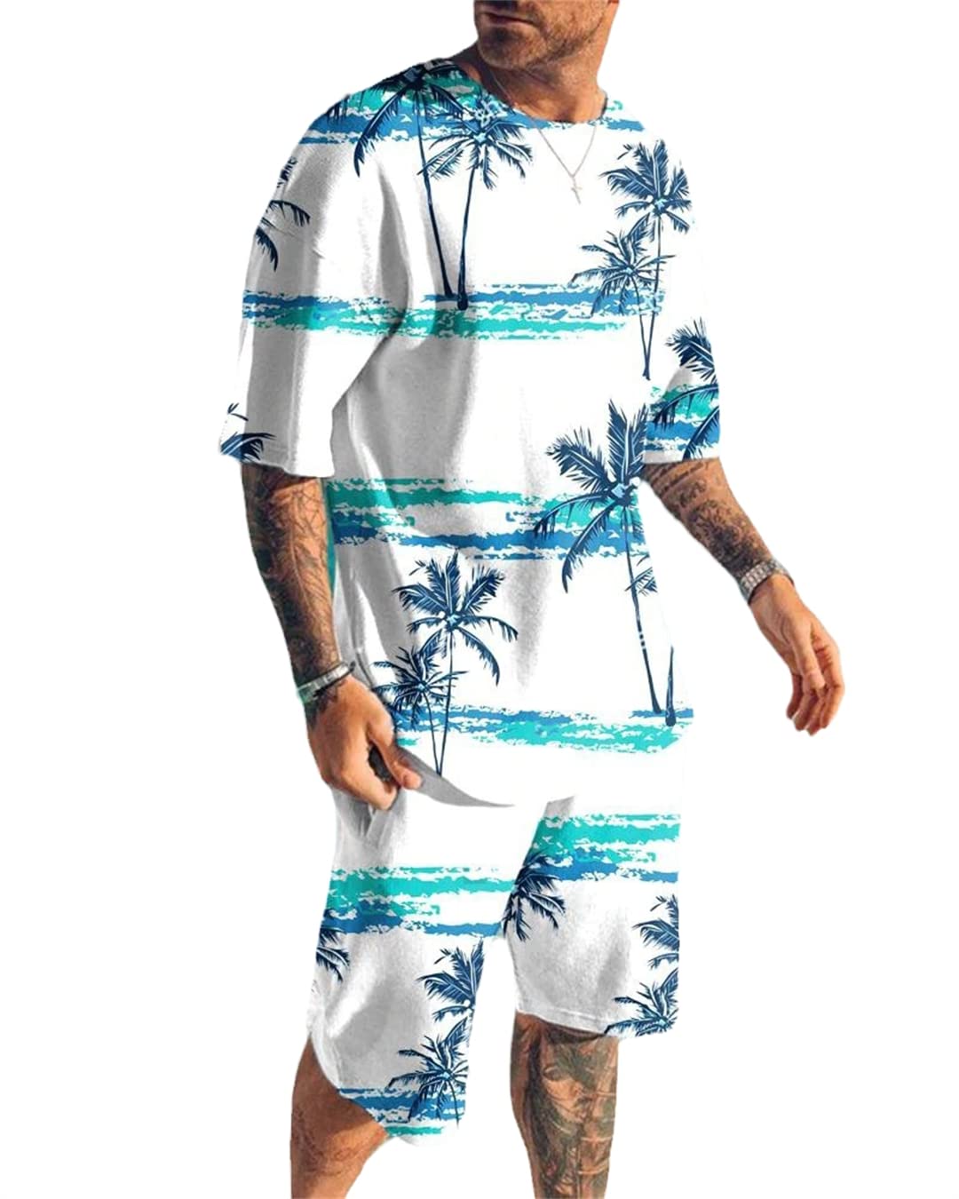 Ensemble 2 pièces homme imprimé 3D coloré géométrique modèle TS2248 - 7