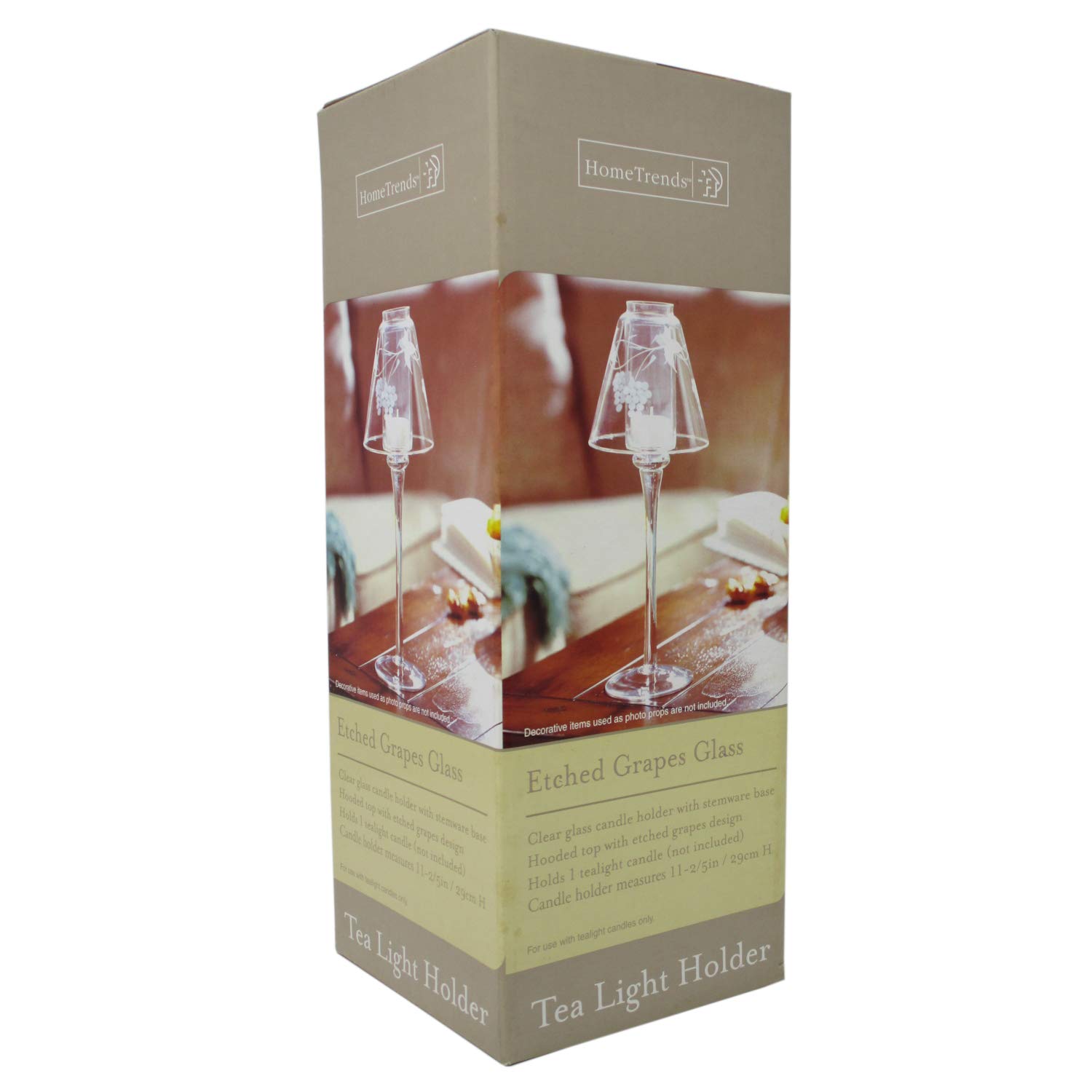 Home Trends Etched Grapes Glass Tealight Holder