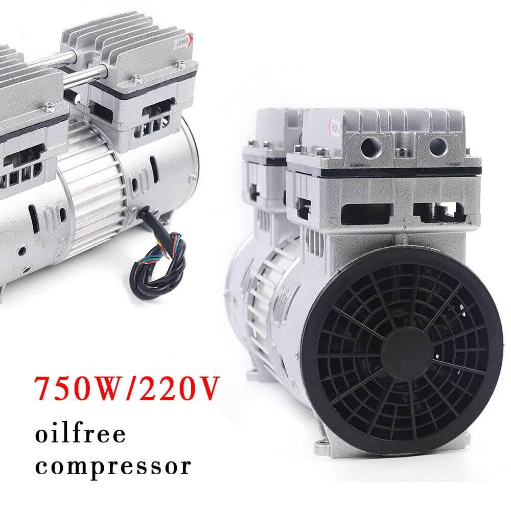 Compresor de aire exento de aceite compresor de aire comprimido de 750 W portátil pequeño compresor de aire comprimido 8bar, unidad de aire comprimido potencia de aspiración 145 l/min, susurro