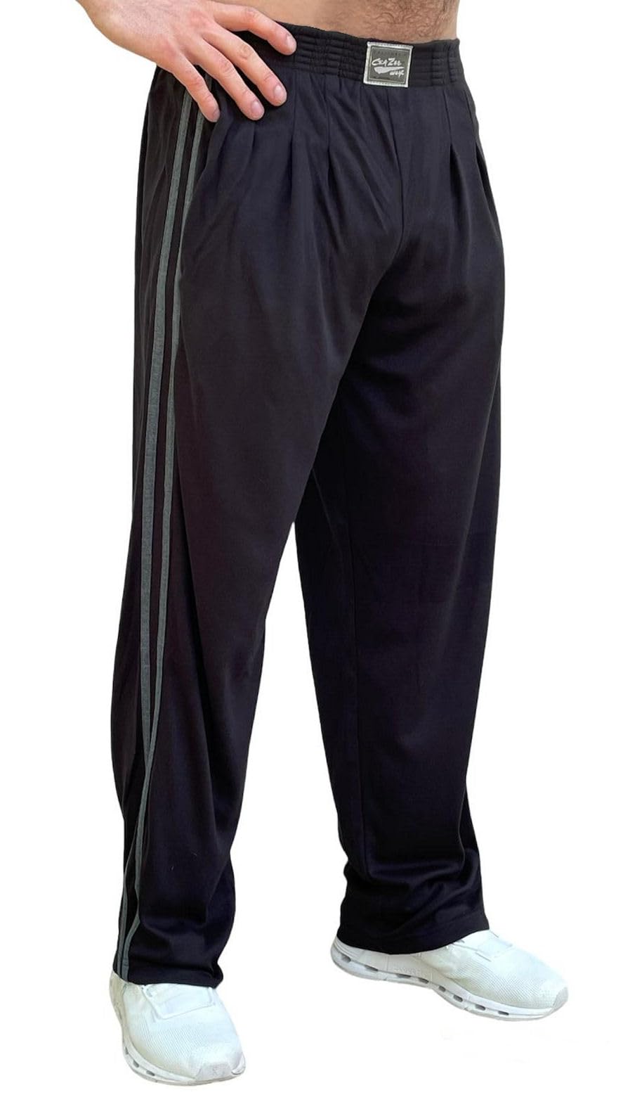 Crazee Wear Style 500Str Relaxed Fit Solid Black with 2 Grey Stripes for Men and Women