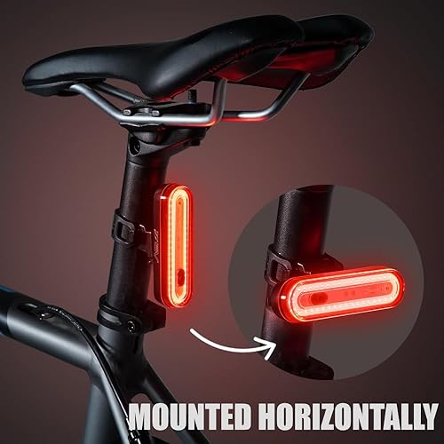 Miniatura 3 de BV Luces de bicicleta para montar de noche, luz trasera LED para bicicleta, funciona con bateríarecargable, luz trasera resistente a la intemperie,