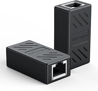 Snowkids RJ45 Coupler 2-Pack, 1000Mbps High Speed Ethernet Coupler, Network Extender Adapter,Internet Connector in Line Ethernet Female to Female Coupler for Cat8/7/6/6a/5e/5 Ethernet Cable