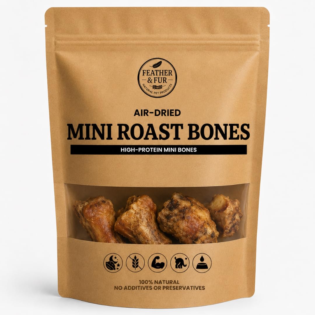 Feather and Fur Mini Roast Bones for Dogs – 100% British Beef Marrow Bone – Natural Grain & Gluten Free Dog Treat – Long Lasting Dental Chew – Pack of 5
