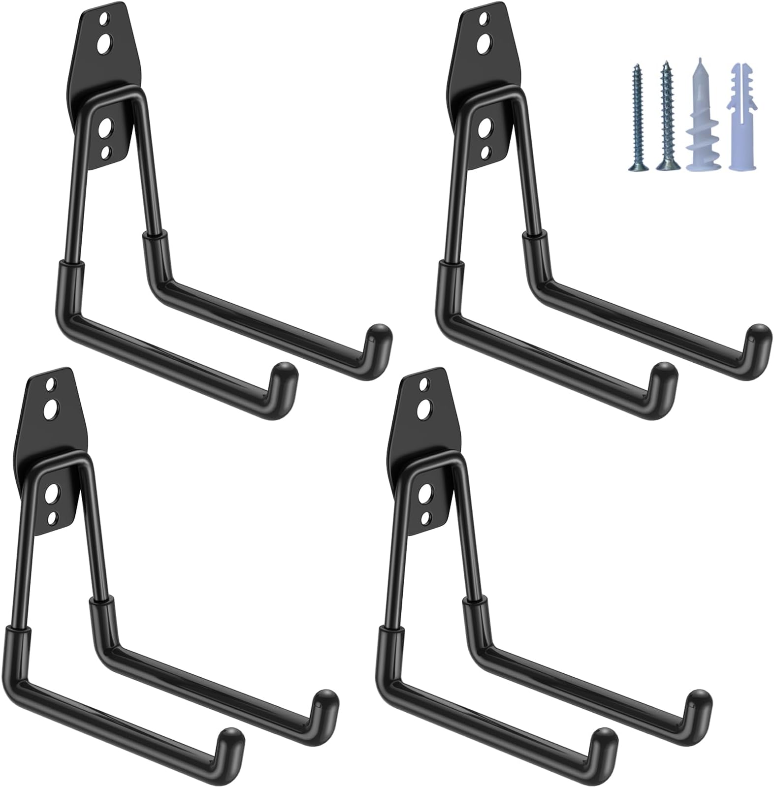 HUPBIPY Heavy Duty Garage Hooks 4 Pack, 5.1 inch Medium U Shaped Hanger, Wall Mounted Storage System, Power and Garden Tool Organizer, for Hanging Ladders, Hose, Bulk Items and More