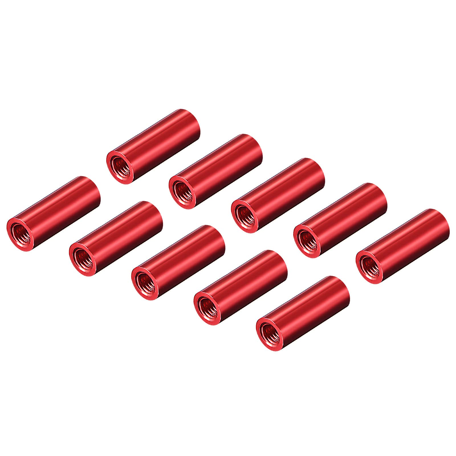 DMiotech 10 Pack M3x20mm Aluminum Spacer Column Aluminum Standoffs Round Spacers Model Spacing Screw Post for RC Red
