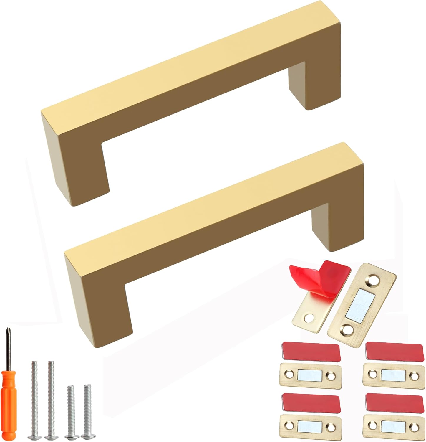 Redunest Pulls Gold Handles 5 Pack 3 Inch Square Drawer