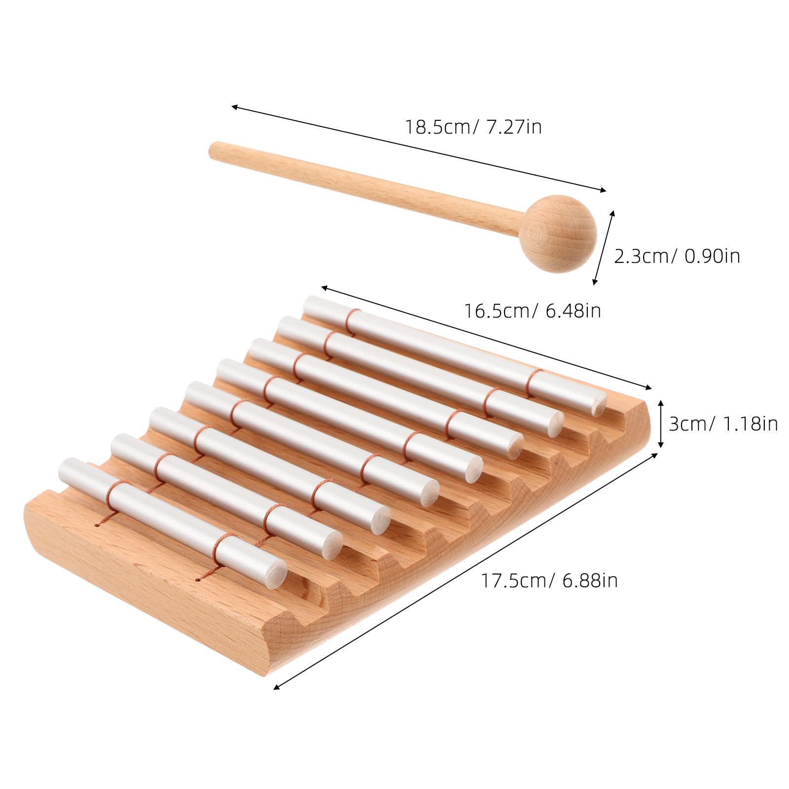 Toyvian Wooden Percussion Block with Mallets Portable Eight-note Xylophone for Preschool Music Education And Travel Handheld Music Therapy Glockenspiel for Early Learning